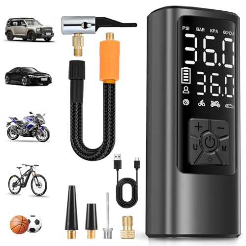HOVVIDA Compresor Aire Portatil, Inflador Ruedas Coche 150 PSI 5V, Compresor Aire Coche Bicicleta, Batería Recargable, con LED, para Coche, Moto, Bicicleta, Pelota | Oferta Amazon