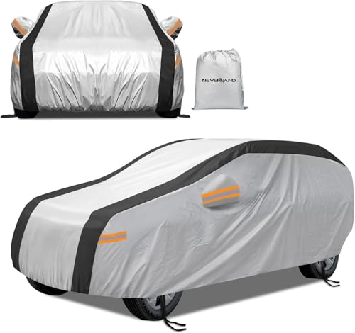 CHOLLO: NEVERLAND Funda Coche SUV Exterior Impermeable Plata Negro 510x200x180CM | PROTECCIÓN EXTERIOR: Funda impermeable para SUV en plata y negro, ideal contra lluvia, polvo, hojas y suciedad diaria. | Oferta Amazon