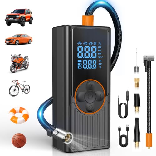 PROMOCIÓN: Compresor Aire Portátil 8000mAh, 150PSI Inflador Ruedas Coche en promoción