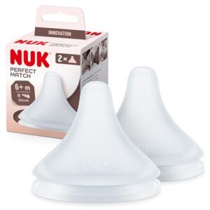 TOP VENTAS: NUK Perfect Match Tetinas para biberón | +6 meses | Se adapta al bebé como el pecho de mama | Ventilación anticólico | Tetina de silicona universal para biberones | 2 uds.