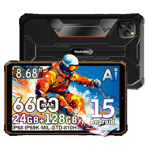 DESCUENTO: Blackview Active 5 Android 15 Tablet Resistente 8.68 , 24GB+128GB+2TB Movil Irpible, 2W*2 Altavoces Tablet Antigolpes IP68/IP69K, 6600mAh, 16MP+13MP, Dual SIM/GPS/5G WiFi/OTG/NFC, Naranja al mejor precio