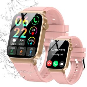 OFERTA: STECEi Smartwatch Hombre Mujer, Pantalla HD de 1,85″, Reloj Inteligente con Contestar/Realizar Llamadas, 112 Modos Deportivos, Podómetro/Sueño/Frecuencia Cardíaca, IP68 Sumergible, Rosa Dorado al mejor precio