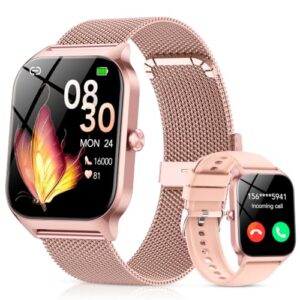PROMOCIÓN: Reloj Inteligente Mujer con Llamadas Asistente IA, Whatsapp Notificaciones,1.85″Smartwatch Mujer con SpO2/Pulsómetro/Estrés/Monitor de Sueño,120+Modos Deportes para iPhone Android,2 Correas en promoción